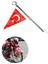 Motosiklet Flama Türk Bayrak Direği Beyaz Püsküllü 2