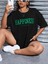 Happıness Baskılı Kadın / Kız Oversize Salas T-Shirt Boyfirend 5
