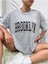 Kadın / Kız Brooklyn Baskılı Oversize Salaş Beyaz T-Shirt Ünisex Boyfirend 1