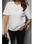 Beyaz Yazı Detay Oversize Tshirt 1