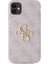 iPhone 11 Kılıf Pu Deri Büyük Metal Logo Dizaynlı Kapak Pembe 3