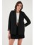 Standart Fit Mono Yaka Desenli Astar Detaylı Blazer Kadın Ceket6524003 4