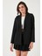 Standart Fit Mono Yaka Desenli Astar Detaylı Blazer Kadın Ceket6524003 5