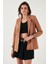 Standart Fit Mono Yaka Desenli Astar Detaylı Blazer Kadın Ceket6524003 2
