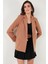 Standart Fit Mono Yaka Desenli Astar Detaylı Blazer Kadın Ceket6524003 4