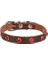 Gerçek Deriden Taşlı Kedi Boyun Tasması Medium Kahverengi 1X20-23 cm 1