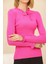 Kadın Fuşya Yakası Bağcıklı ve Kol Ucu Fırfırlı Triko Kazak 3