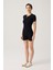 Siyah Fitilli Kısa Kollu Kısa Tulum Short Romper 3