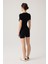 Siyah Fitilli Kısa Kollu Kısa Tulum Short Romper 4