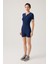 Lacivert Fitilli Kısa Kollu Kısa Tulum Short Romper 3