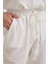 Kadın Ekru Beli Lastikli Havuç Paça Muslin Pantolon 2