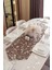 Kuş Desenli Otantik Desen Runner, 6'lı Özel Dikişli Kumaş Peçete Set 1