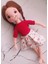 Kırmızı Elbiseli Kız Örgü Bebek 35 cm 1