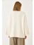 Kadın Krem Yarım Balıkçı Yaka Geniş Kollu Uzun Triko Kazak 5