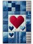 Patchwork Jean Görünümlü Kalpli Kaymaz Tabanlı Yıkanabilir Dijital Baskılı Halı 2