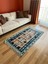 96 x 170 cm El Dokuma Türk Halısı, Akrep Motifli Mavi ve Kahverengi Kilim, Bohem Vintage Oturma Odası Halısı 5