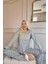 Gri Puan Desenli Bambu Uzun Kol Kadın Pijama Takımı 4