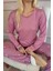 Pudra Yıldız Desenli Bambu Uzun Kol Kadın Pijama Takımı 5
