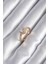 Pirinç Gold Renk Zirkon Taşlı Kalp Charm Model Kadın Yüzük 1
