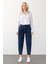 Yüksek Bel Carrot Fit Jean Pantolon Koyu Mavi 7573 2