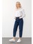 Yüksek Bel Carrot Fit Jean Pantolon Koyu Mavi 7573 4