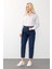 Yüksek Bel Carrot Fit Jean Pantolon Koyu Mavi 7573 5