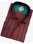 Pamuklu Bordo Uzun Kollu Çizgi Bloklu Erkek Gömlek (Slim Fit Kalıp) 2