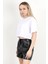 Kadın Bisiklet Yaka %100 Pamuk Basic Crop T-Shirt Beyaz - 925007 1