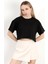 Kadın Bisiklet Yaka %100 Pamuk Basic Crop T-Shirt Siyah - 925007 4
