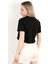 Kadın Bisiklet Yaka Basic Spor T-Shirt Siyah - 925003 3