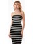 Çizgili Yırtmaçlı Triko Straplez Elbise 2