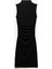 Hafif Dik Yaka Kolsuz Drapeli Slim Fit Midi Kalem Elbise 4