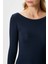 Kayık Yaka Uzun Kollu Lacivert Soft Top / Bluz 3