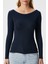 Kayık Yaka Uzun Kollu Lacivert Soft Top / Bluz 6