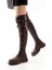 Kahverengi Fermuarlı Diz Üstü Bağcıklı Çorap Günlük Kadın Çizme 4