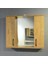 Banyo Dolabı 80 cm Mdf Aynalı LED Spotlu Üst Dolap Atlantik Çam 4