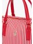 Kanvas Tote Kırmızı Kadın Çizgili Çanta 4