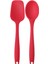By Birgül Kırmızı Büyük Boy Silikon Yanmaz Yapışmaz Düz Spatula+ Kaşık 2’Li Set 3