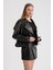 Kadın Oversize Biker Deri Ceket 3