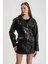 Kadın Oversize Biker Deri Ceket 4