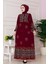 Leopar Desenli Robalı Viscon Elbise-Kırmızı 1