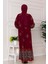 Leopar Desenli Robalı Viscon Elbise-Kırmızı 5