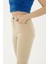 Yüksel Bel Ispanyol Paça Esnek Yüksel Bel Ispanyol Paça Esnek Crop Flare Denim Pantolon Bej 5