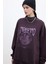 Baskı Detaylı Oversıze Sweatshırt Bordo 1