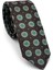 Yeşil Bej Yuvarlak Desenli Kahverengi Dokuma Kumaş Mendilli Slim Fit Kravat // SDK-250206 1