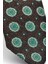 Yeşil Bej Yuvarlak Desenli Kahverengi Dokuma Kumaş Mendilli Slim Fit Kravat // SDK-250206 3
