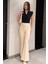 Bel Lastikli Çimalı Kadın İspanyol Paça Pantolon P-00014950 2