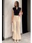 Bel Lastikli Çimalı Kadın İspanyol Paça Pantolon P-00014950 3