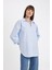 Oversize Geniş Kalıp Basic Düz Oxford Uzun Kollu Gömlek C4597AX24AU 5