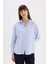 Oversize Geniş Kalıp Çizgili Oxford Uzun Kollu Gömlek D4512AX25SP 4